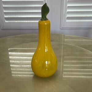 Handmade Blown Glass Pear Shape  Yellow